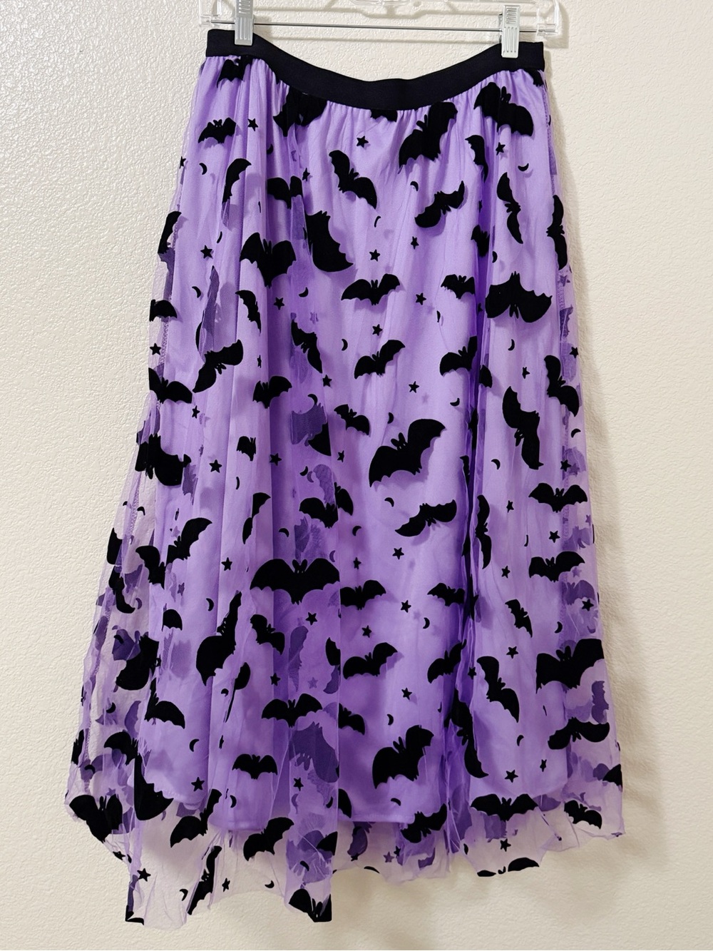 Chicwish Purple Maxi Skirt with Velvet Black Bat Print Sz S M - Picture 6 of 6